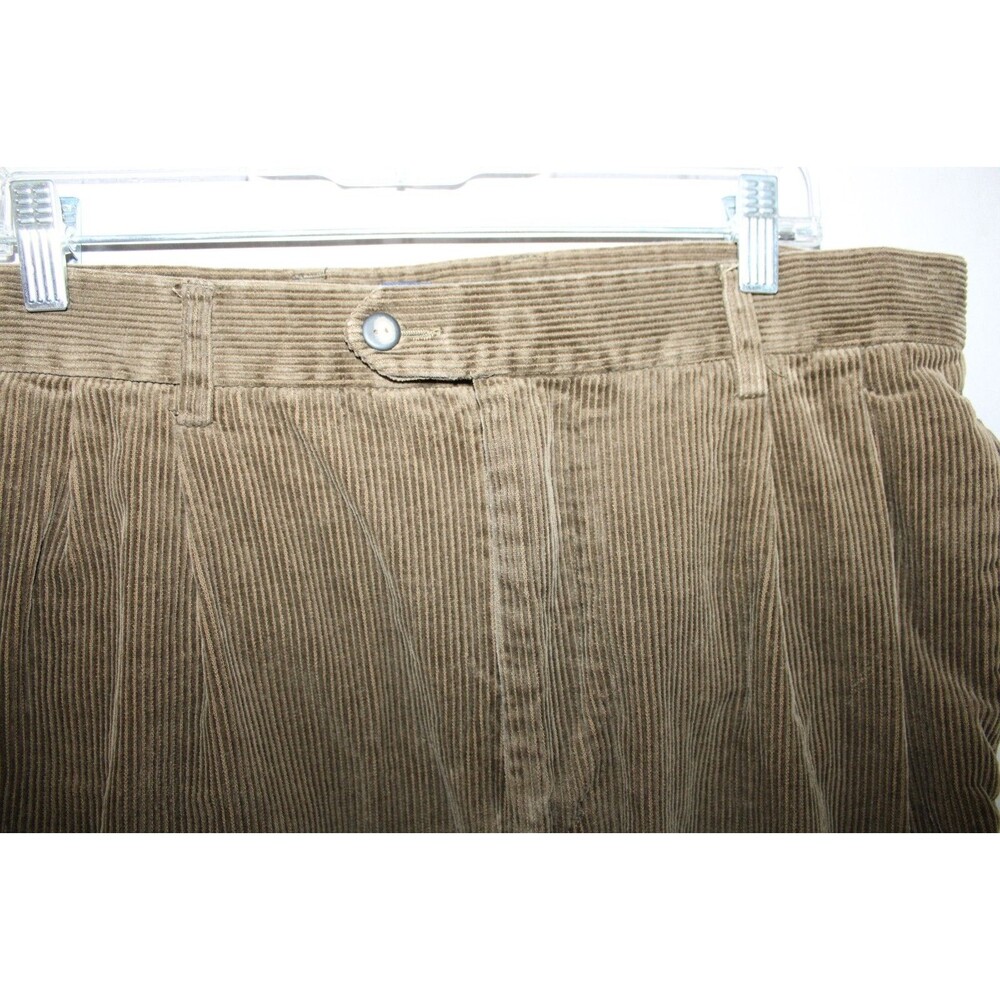 Chereskin Pleated Corduroy Pants Mens 36 x 30 Brown 100% Cotton Cuff Hem - Picture 14 of 16
